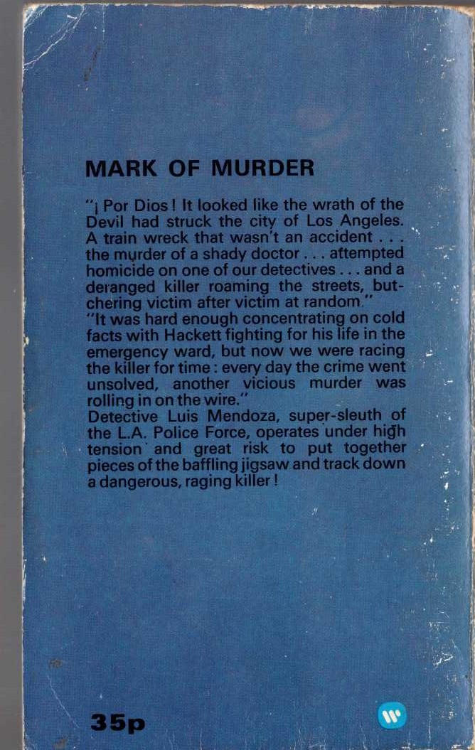 Dell Shannon  MARK OF MURDER magnified rear book cover image