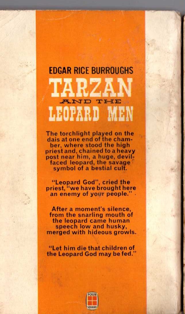 Edgar Rice Burroughs  TARZAN AND THE LEOPARD MEN magnified rear book cover image
