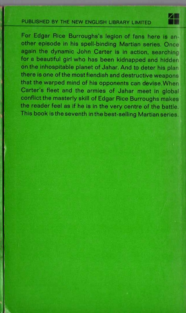Edgar Rice Burroughs  A FIGHTING MAN OF MARS magnified rear book cover image