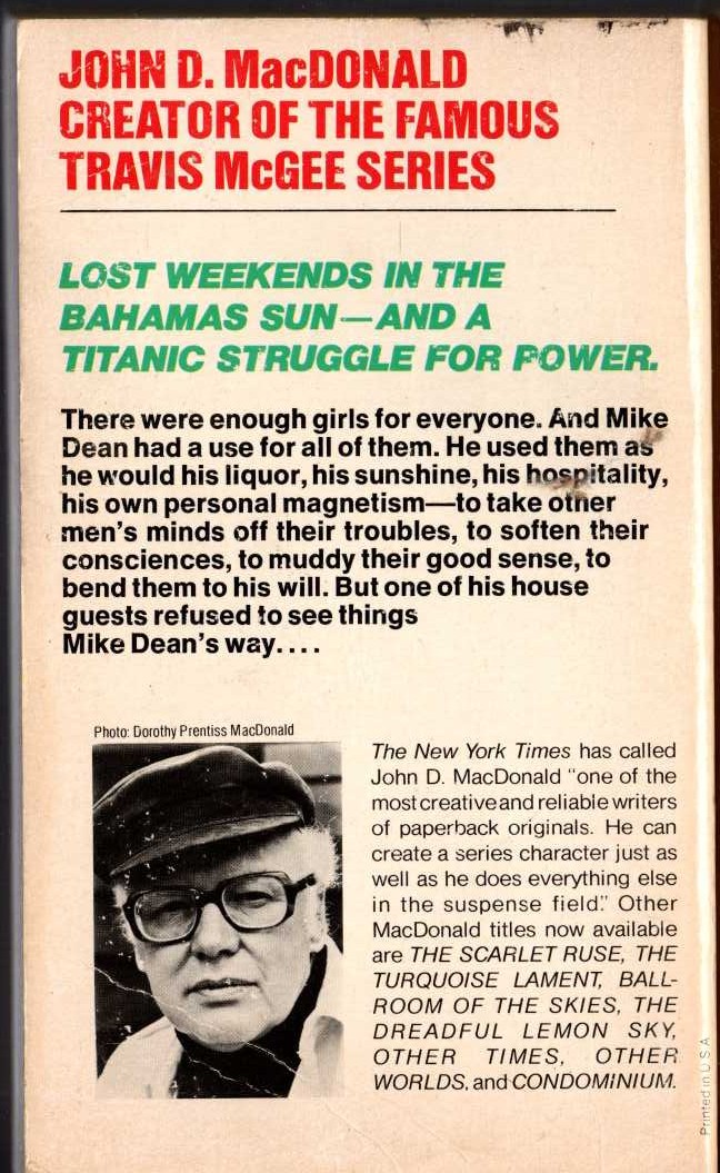 John D. MacDonald  A MAN OF AFFAIRS magnified rear book cover image