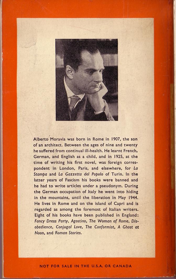 Alberto Moravia  THE WOMAN OF ROME magnified rear book cover image