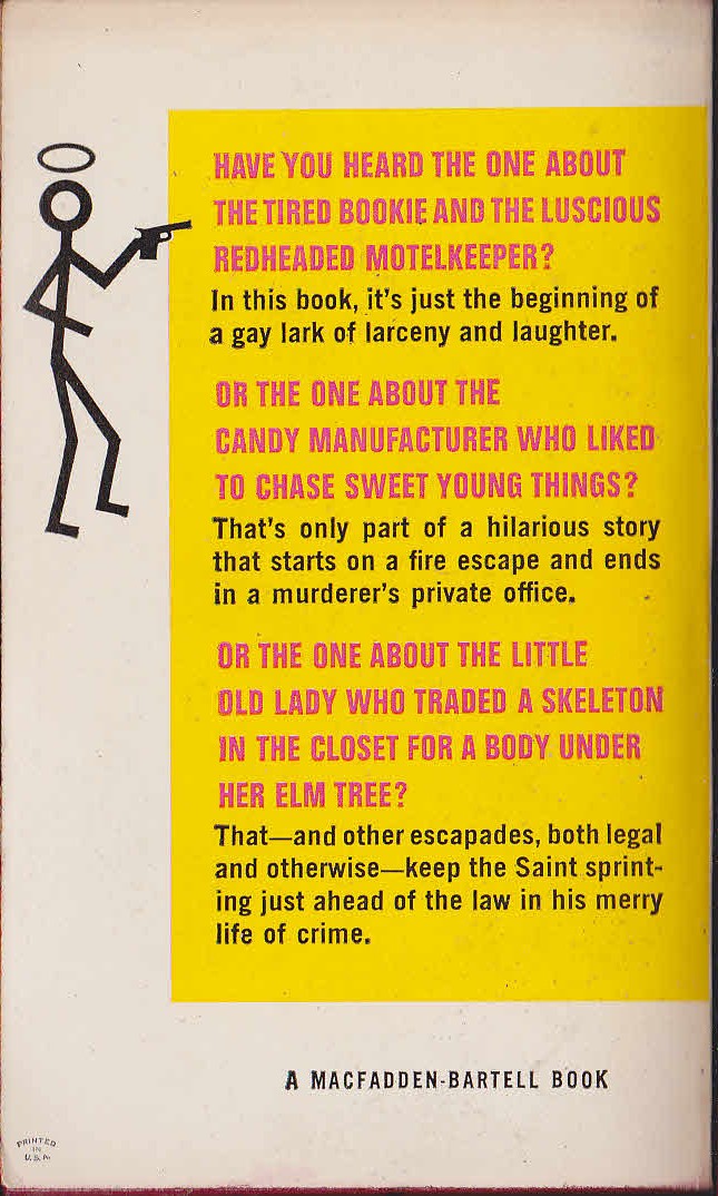 Leslie Charteris  THE SAINT TO THE RESCUE magnified rear book cover image