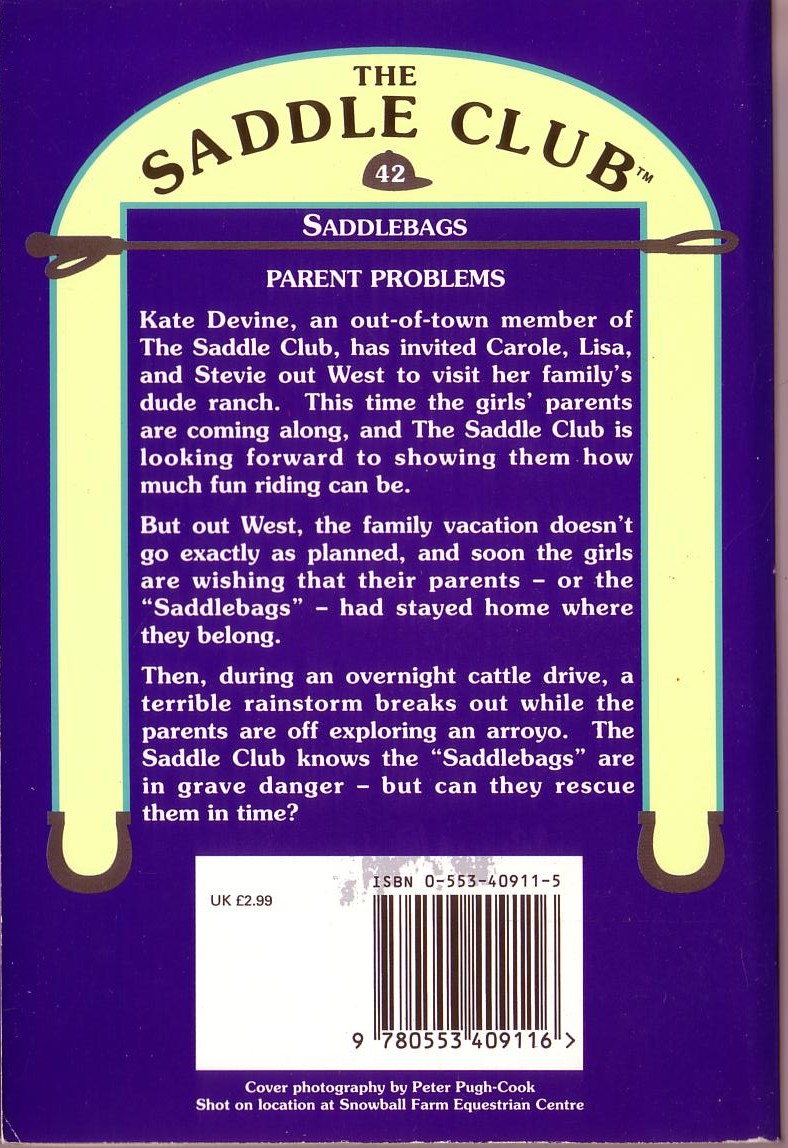 Bonnie Bryant  THE SADDLE CLUB 42: Saddlebags magnified rear book cover image