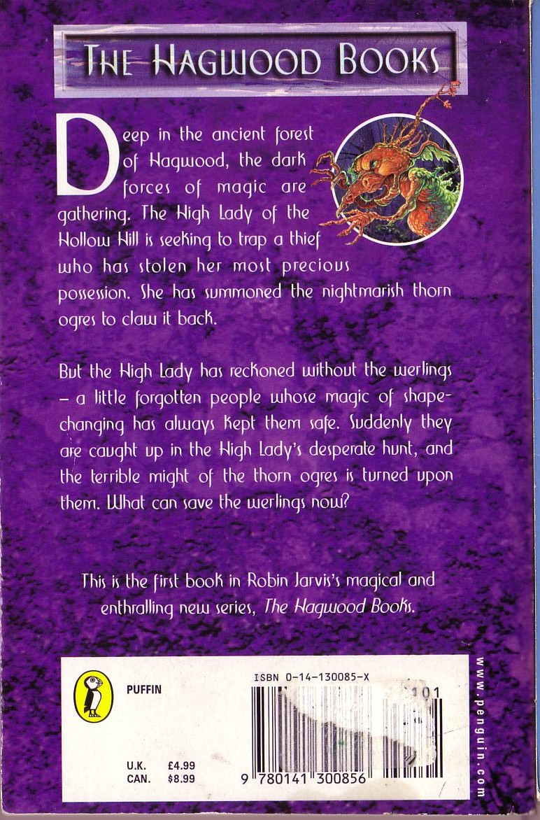 Robin Jarvis  THORN OGRES OF HAGWOOD magnified rear book cover image