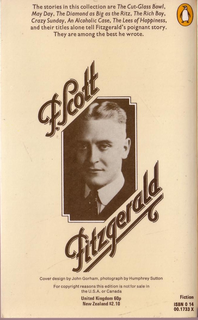 F.Scott Fitzgerald  THE DIAMOND AS BIG AS THE RITZ and Other Stories magnified rear book cover image
