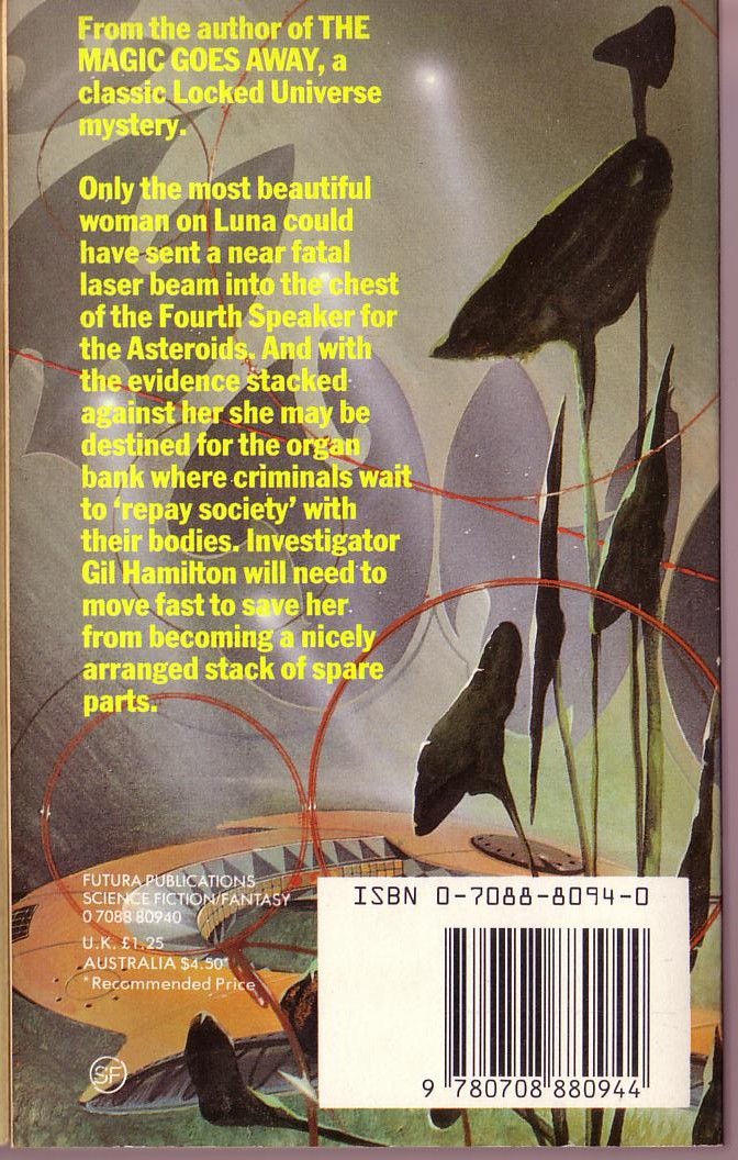Larry Niven  THE PATCHWORK GIRL magnified rear book cover image
