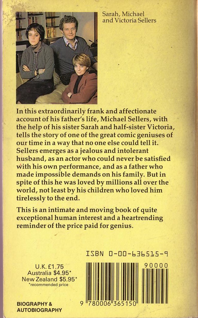 Michael Sellers  P.S. I LOVE YOU. Peter Sellers 1925-1980. (Biography) magnified rear book cover image