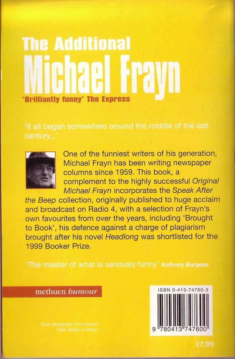 Michael Frayn  THE ADDITIONAL MICHAEL FRAYN (Humour) magnified rear book cover image