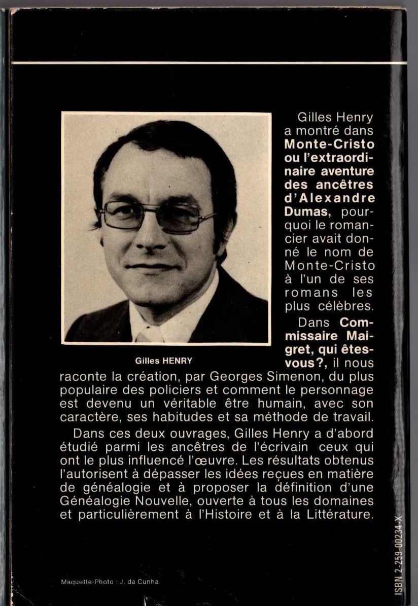 (Gilles Henry) COMMISSAIRE MAIGRET, QUI ETES-VOUS magnified rear book cover image
