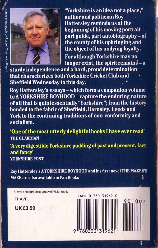 Roy Hattersley  GOODBYE TO YORKSHIRE magnified rear book cover image