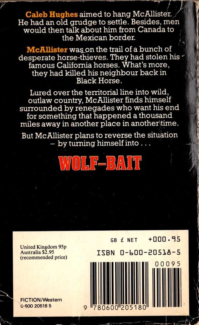Matt Chisholm  McALLISTER - WOLF-BAIT magnified rear book cover image