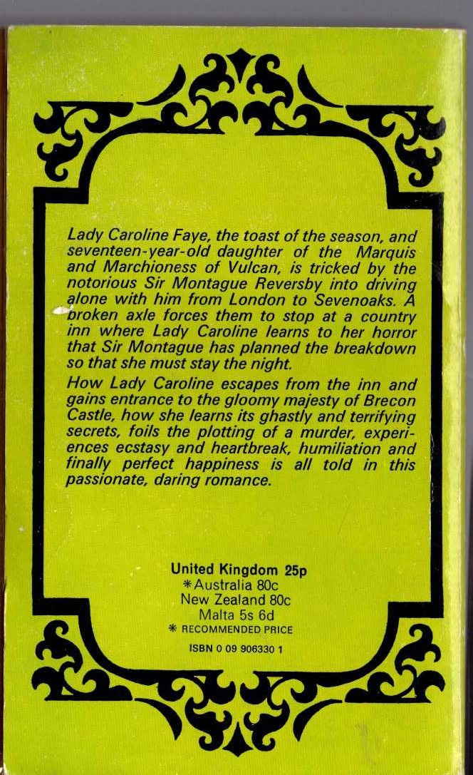 Barbara Cartland  A DUEL OF HEARTS magnified rear book cover image