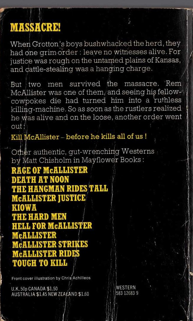 Matt Chisholm  KILL McALLISTER magnified rear book cover image