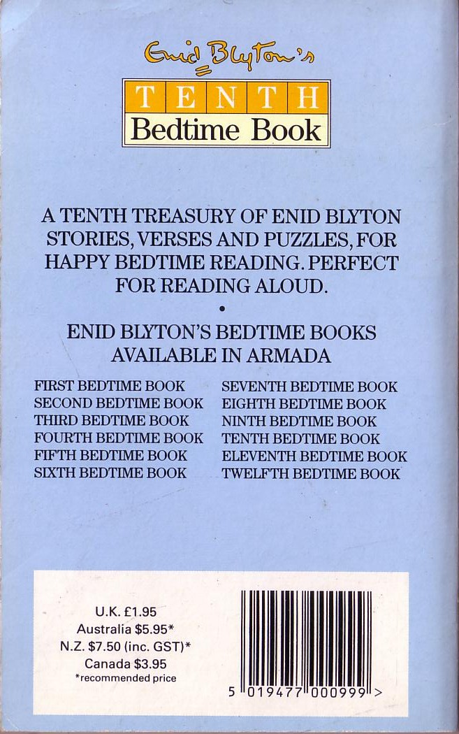 Enid Blyton  ENID BLYTON'S TENTH BEDTIME BOOK magnified rear book cover image