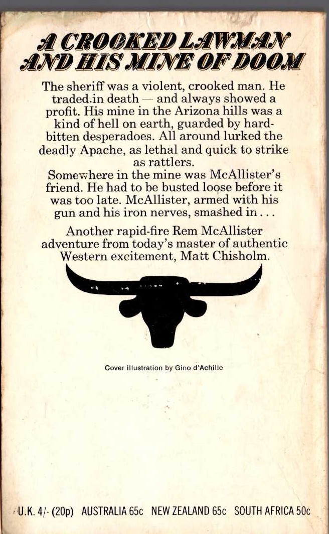 Matt Chisholm  GUNSMOKE FOR McALLISTER magnified rear book cover image