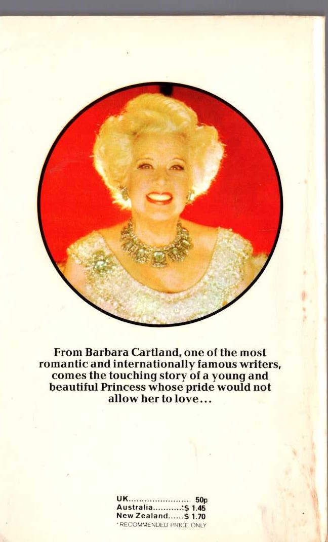 Barbara Cartland  THE PROUD PRINCESS magnified rear book cover image
