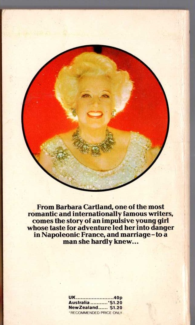 Barbara Cartland  THE IMPETUOUS DUCHESS magnified rear book cover image
