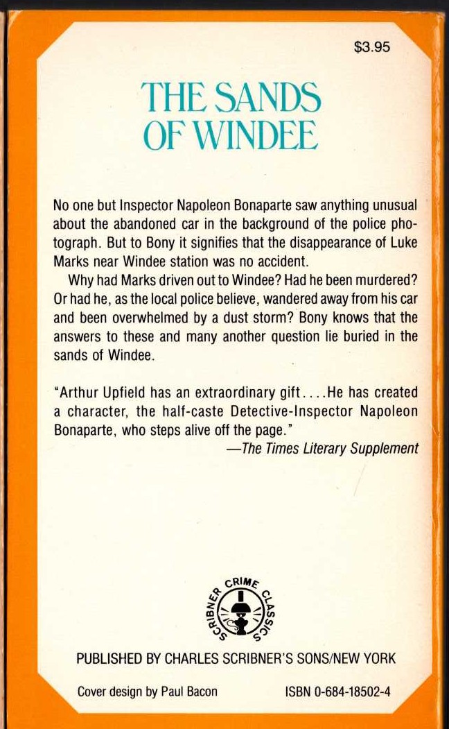 Arthur Upfield  THE SANDS OF WINDEE magnified rear book cover image