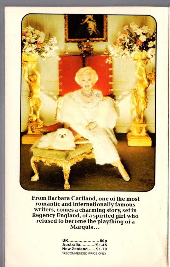 Barbara Cartland  A DUEL WITH DESTINY magnified rear book cover image