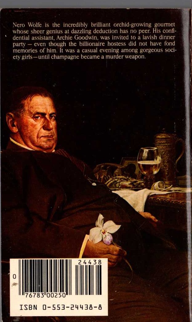 Rex Stout  CHAMPAGNE FOR ONE magnified rear book cover image