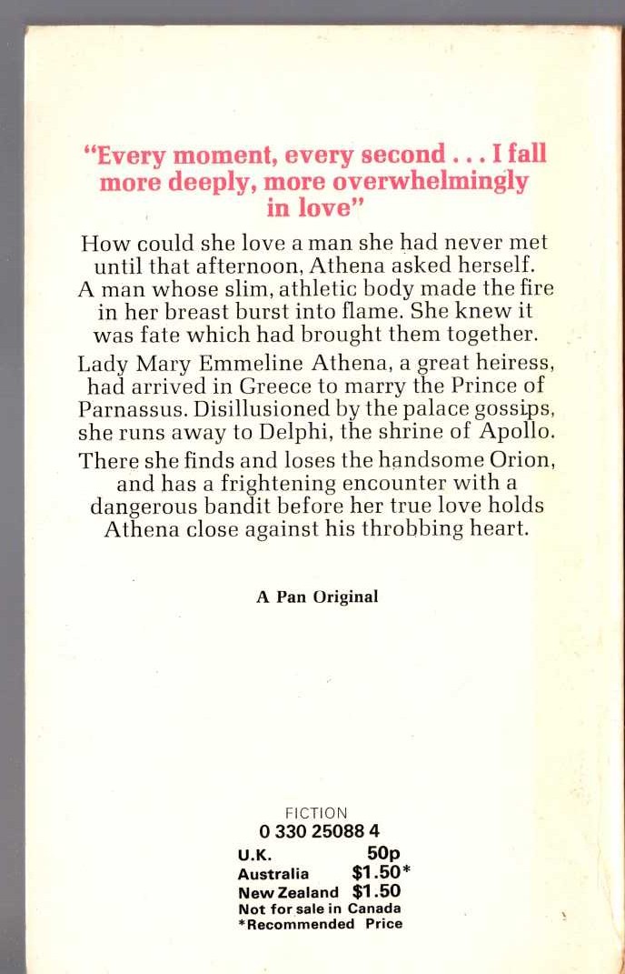 Barbara Cartland  KISS THE MOONLIGHT magnified rear book cover image