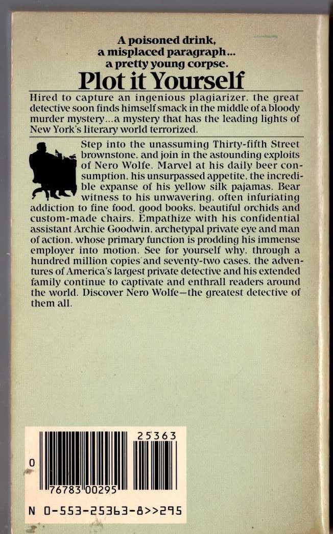 Rex Stout  PLOT IT YOURSELF magnified rear book cover image