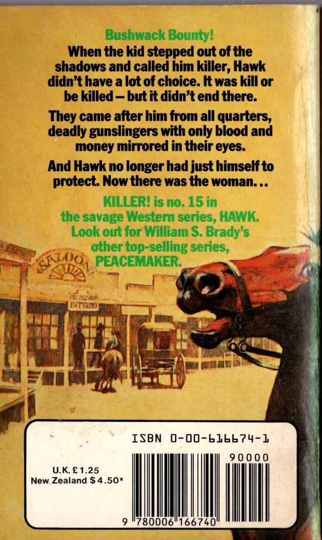 William S. Brady  HAWK 15: KILLER! magnified rear book cover image