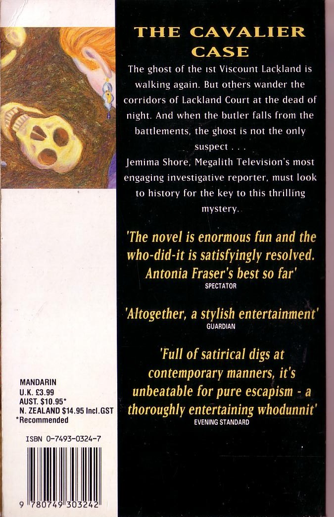 Antonia Fraser  THE CAVALIER CASE magnified rear book cover image