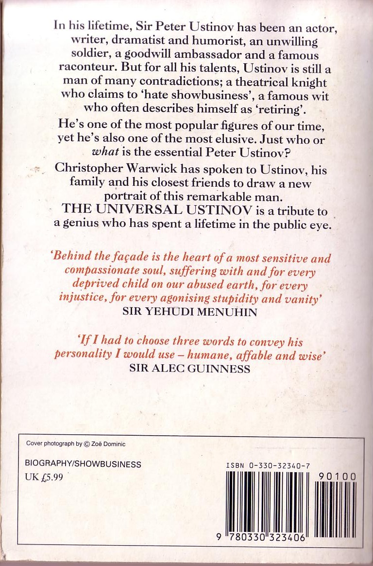 (Christopher Warwick) THE UNIVERSAL USTINOV magnified rear book cover image