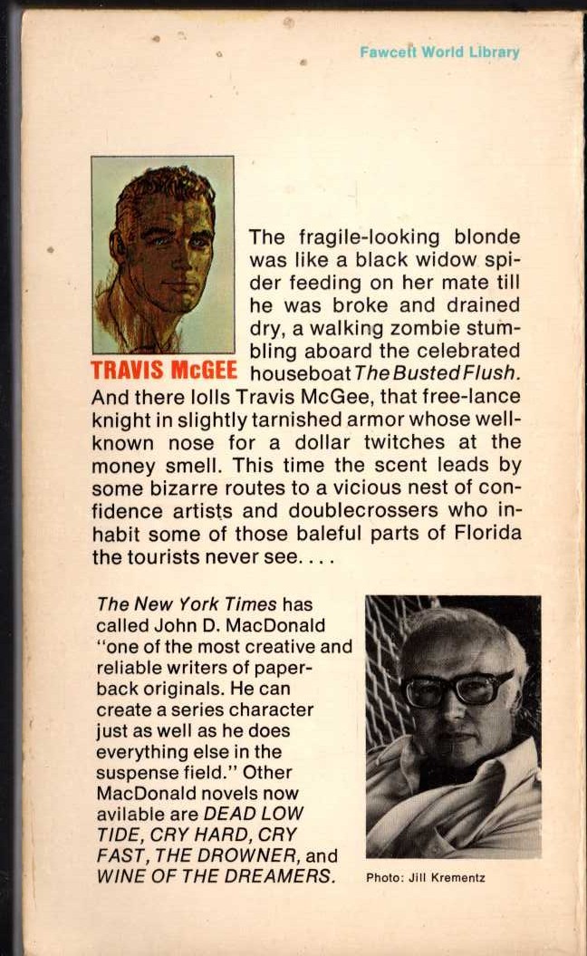 John D. MacDonald  BRIGHT ORANGE FOR THE SHROUD magnified rear book cover image