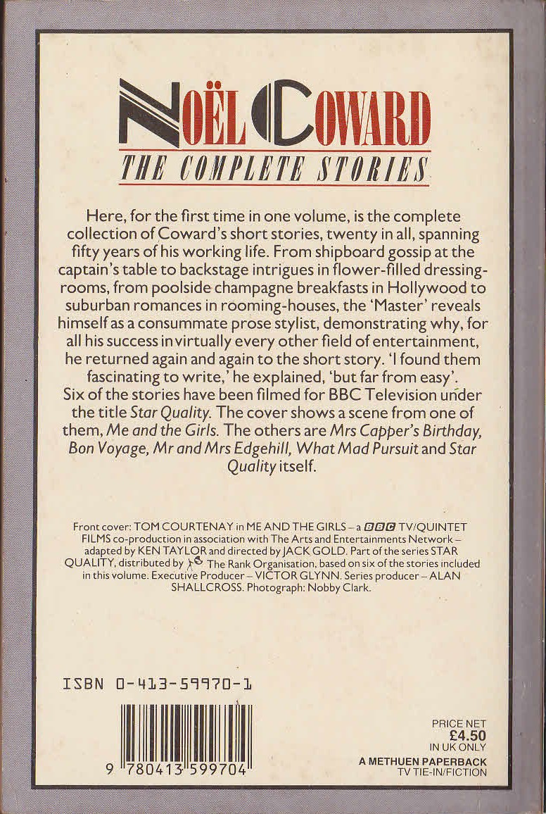 Noel Coward  THE COMPLETE STORIES (TV tie-in) magnified rear book cover image