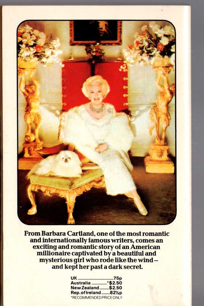 Barbara Cartland  LOVE IN THE CLOUDS magnified rear book cover image