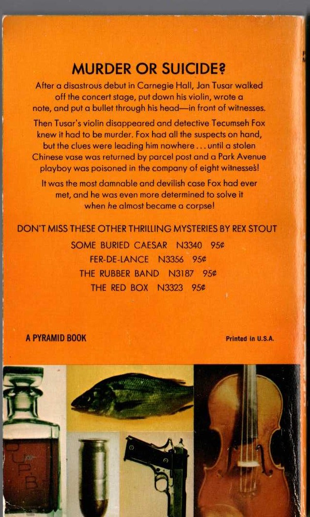 Rex Stout  THE BROKEN VASE magnified rear book cover image