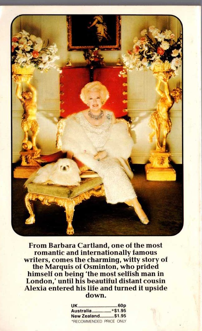 Barbara Cartland  THE PROBLEMS OF LOVE magnified rear book cover image