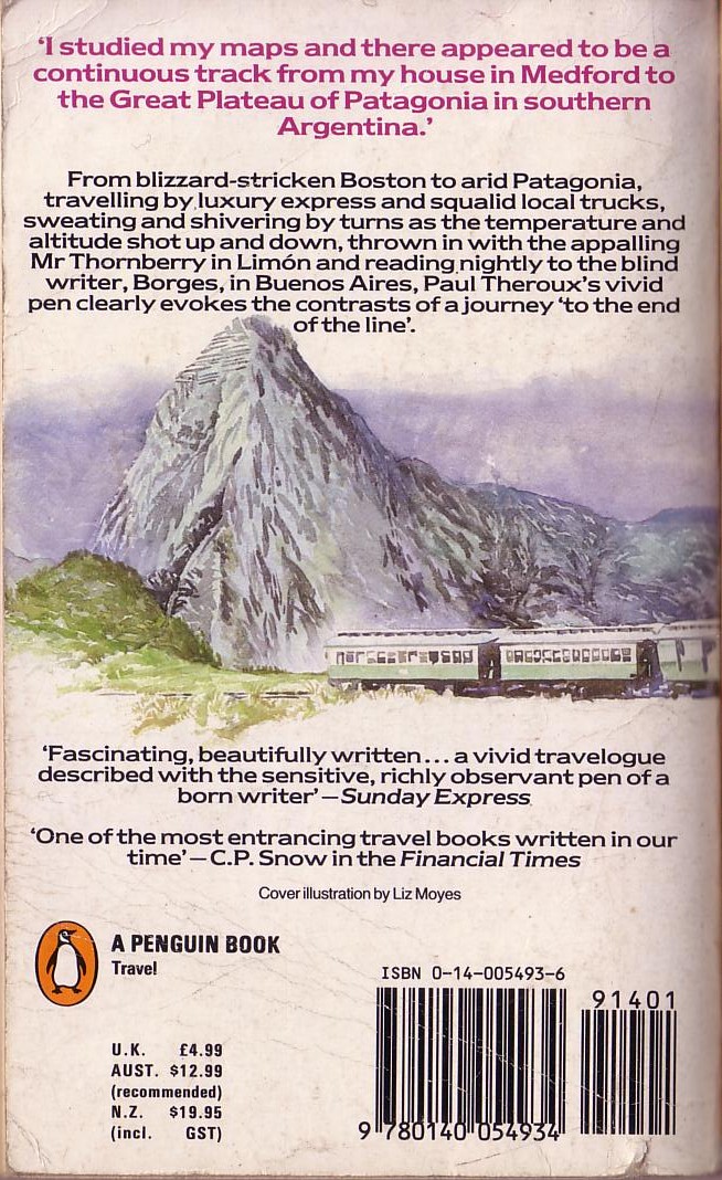 Paul Theroux  THE OLD PATAGONIAN EXPRESS (Travel) magnified rear book cover image