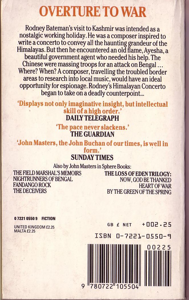 John Masters  THE HIMALAYAN CONCERTO magnified rear book cover image