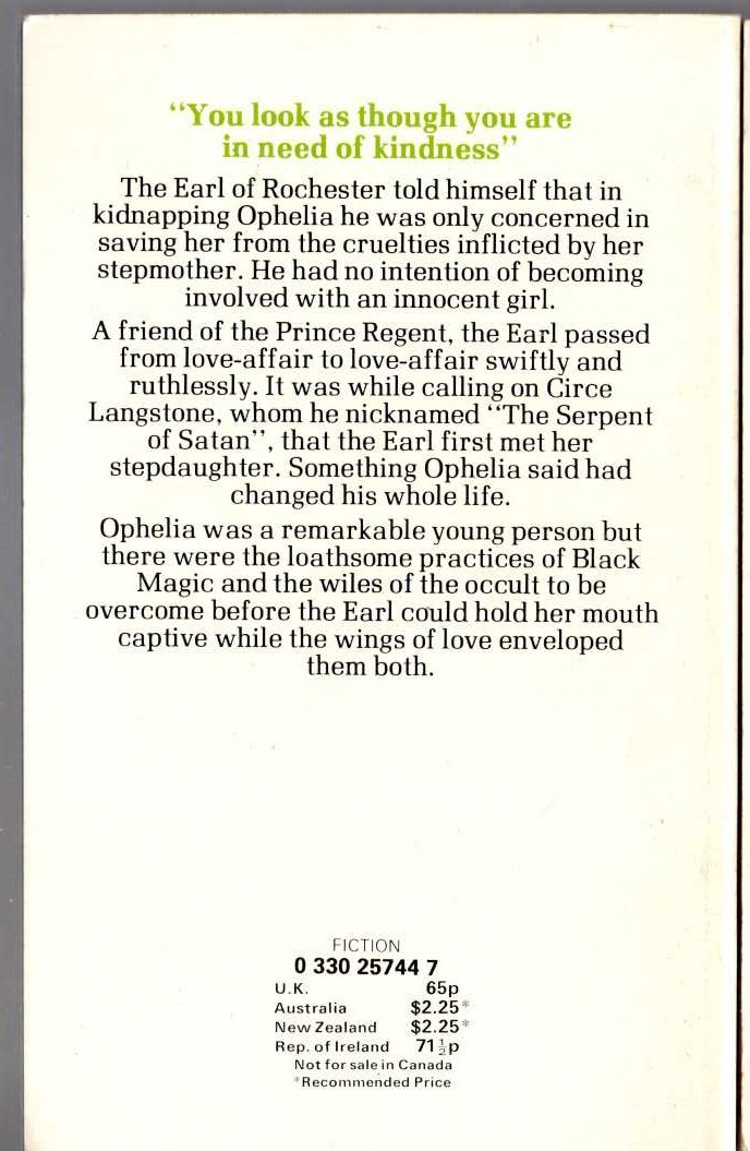 Barbara Cartland  A SERPENT OF SATAN magnified rear book cover image
