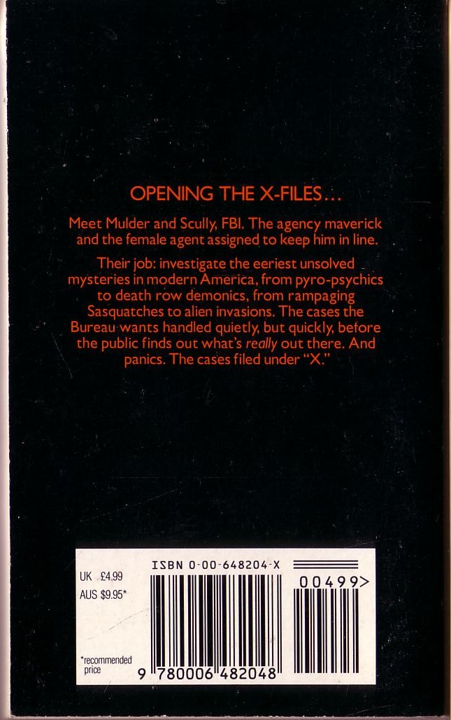 Charles Grant  THE X FILES: GOBLINS magnified rear book cover image
