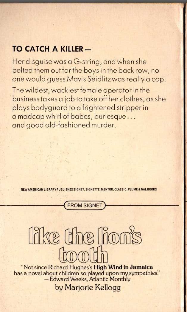 Carter Brown  THE BUMP AND GRIND MURDERS magnified rear book cover image