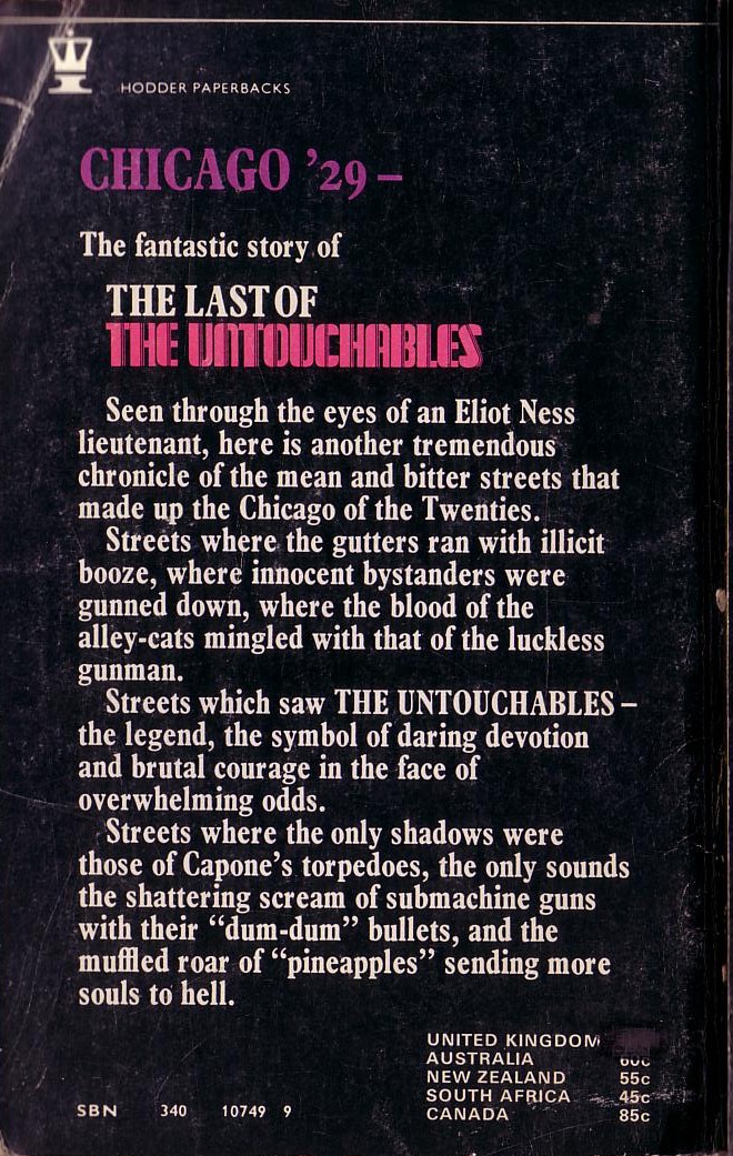 THE LAST OF THE UNTOUCHABLES magnified rear book cover image