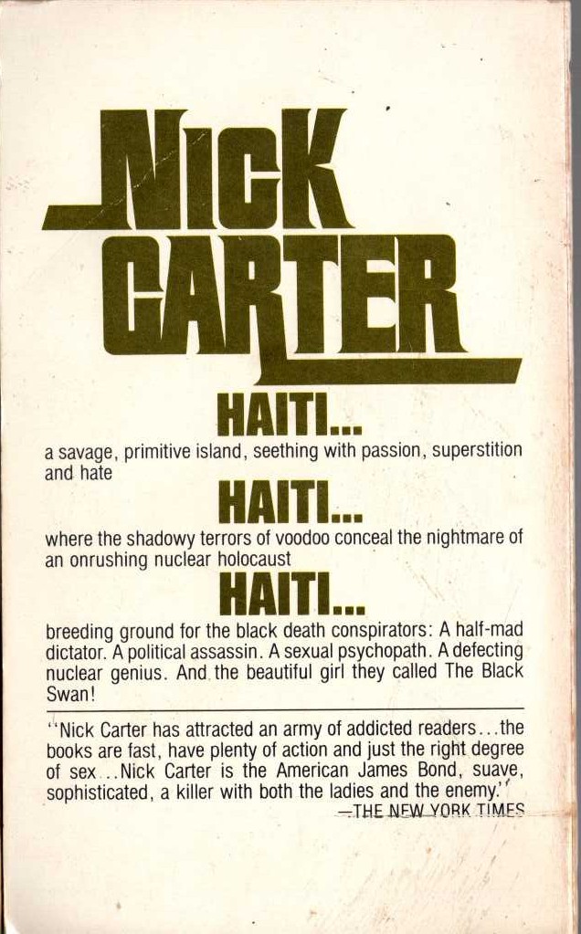 Nick Carter  THE BLACK DEATH magnified rear book cover image