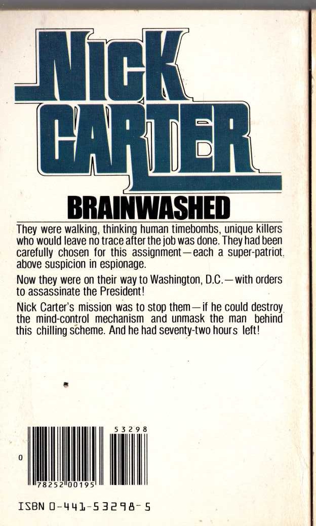 Nick Carter  THE MIND KILLERS magnified rear book cover image