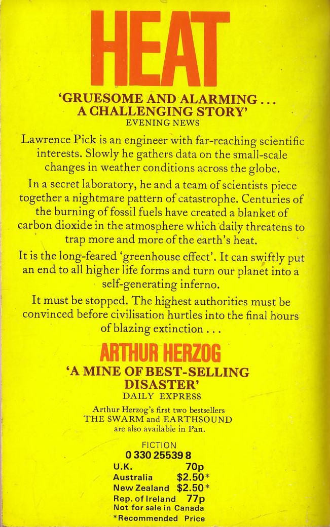 Arthur Herzog  HEAT magnified rear book cover image