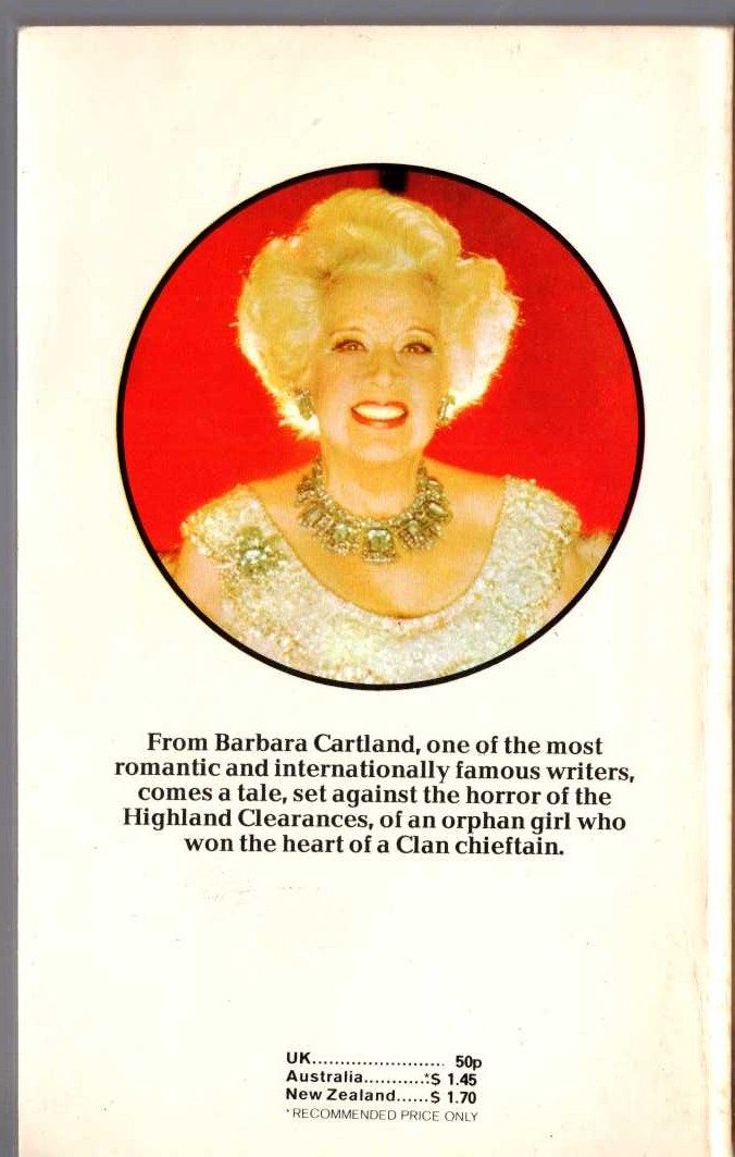 Barbara Cartland  THE SECRET OF THE GLEN magnified rear book cover image