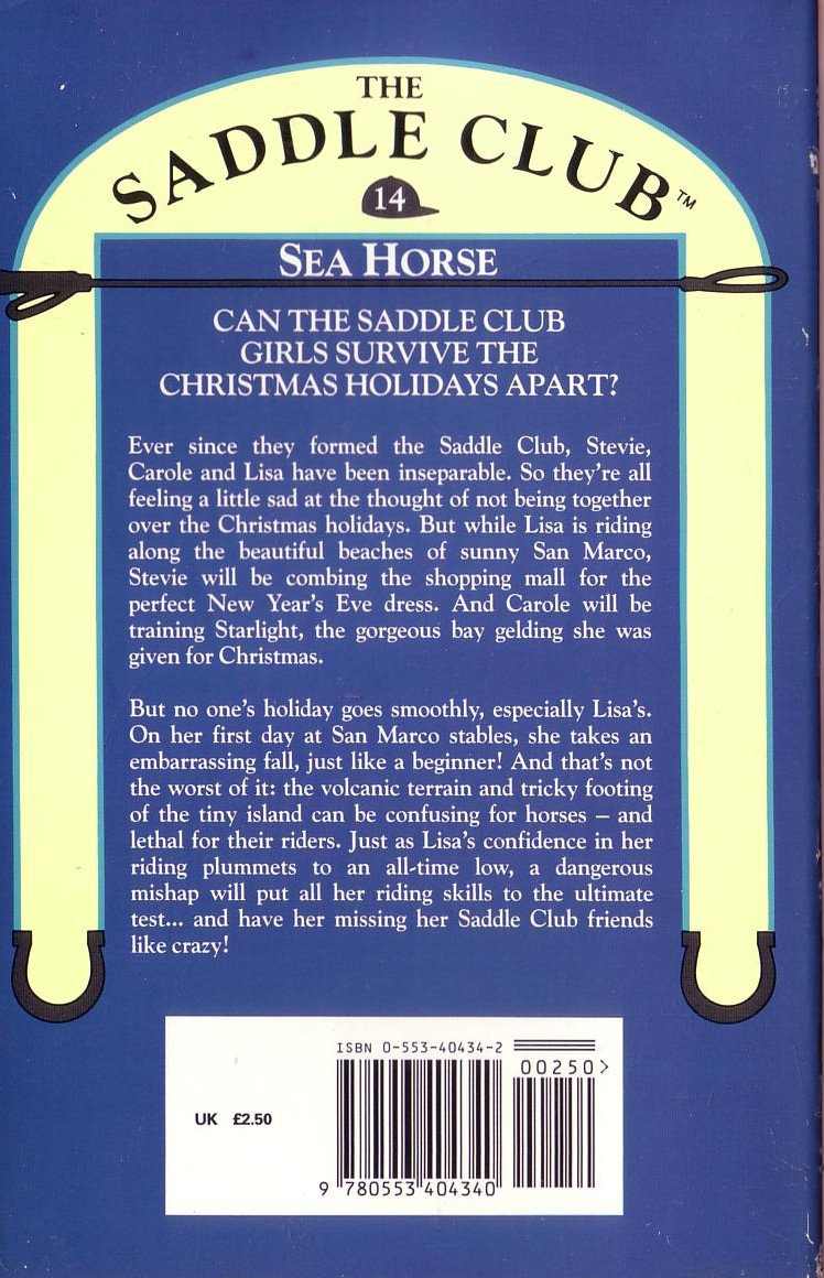 Bonnie Bryant  THE SADDLE CLUB 14: Sea Horse magnified rear book cover image