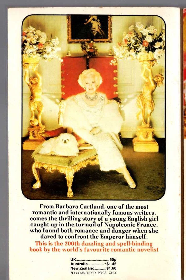 Barbara Cartland  NO ESCAPE FROM LOVE magnified rear book cover image