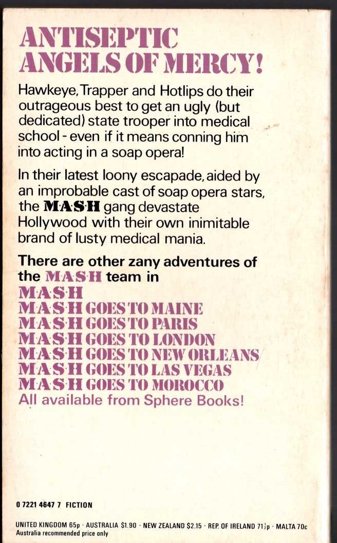 (Hooker, Richard & Butterworth, William E.) MASH GOES TO HOLLYWOOD magnified rear book cover image