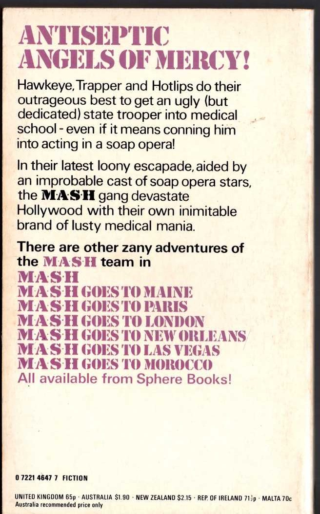 (Hooker, Richard & Butterworth, William E.) MASH GOES TO HOLLYWOOD magnified rear book cover image