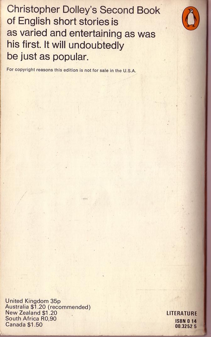 Anthologies   The SECOND PENGUIN BOOK OF ENGLISH SHORT STORIES magnified rear book cover image
