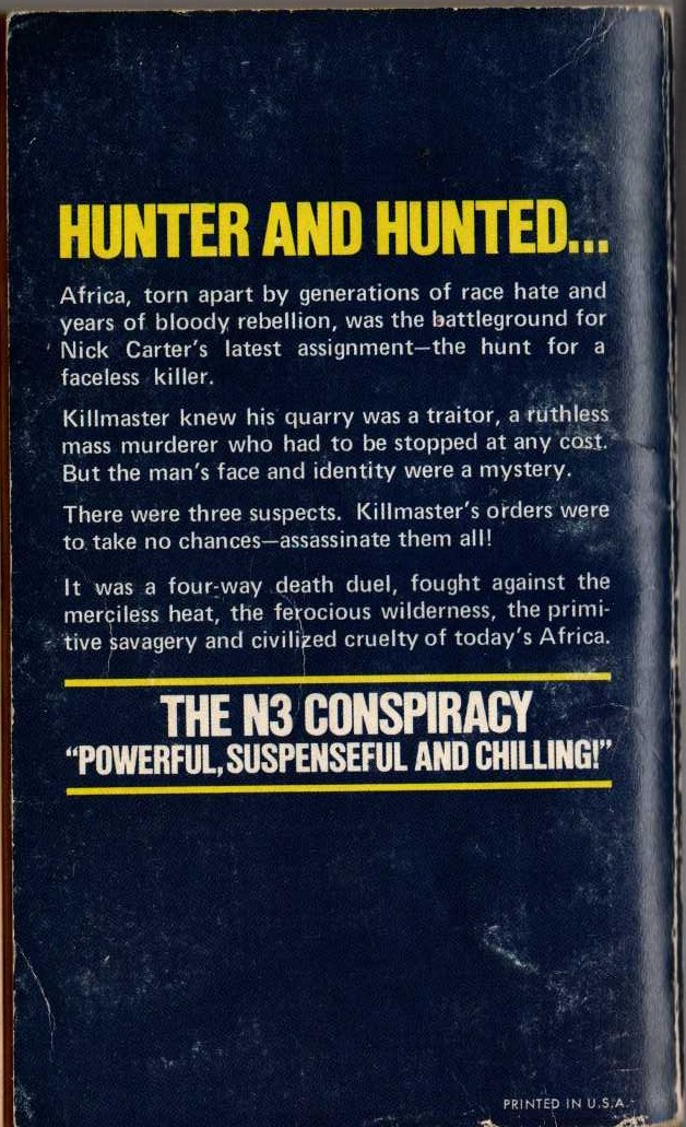 Nick Carter  THE N3 CONSPIRACY magnified rear book cover image